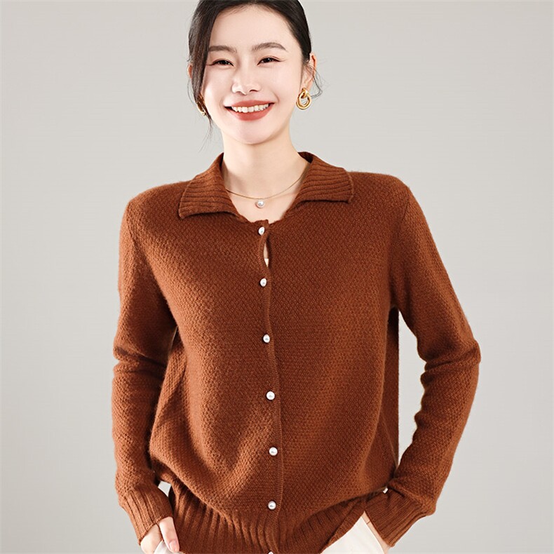 35%羊绒衫秋冬季新款舒适时尚百搭女式宽松长袖羊绒开衫,女装羊绒衫,琳尚羊绒