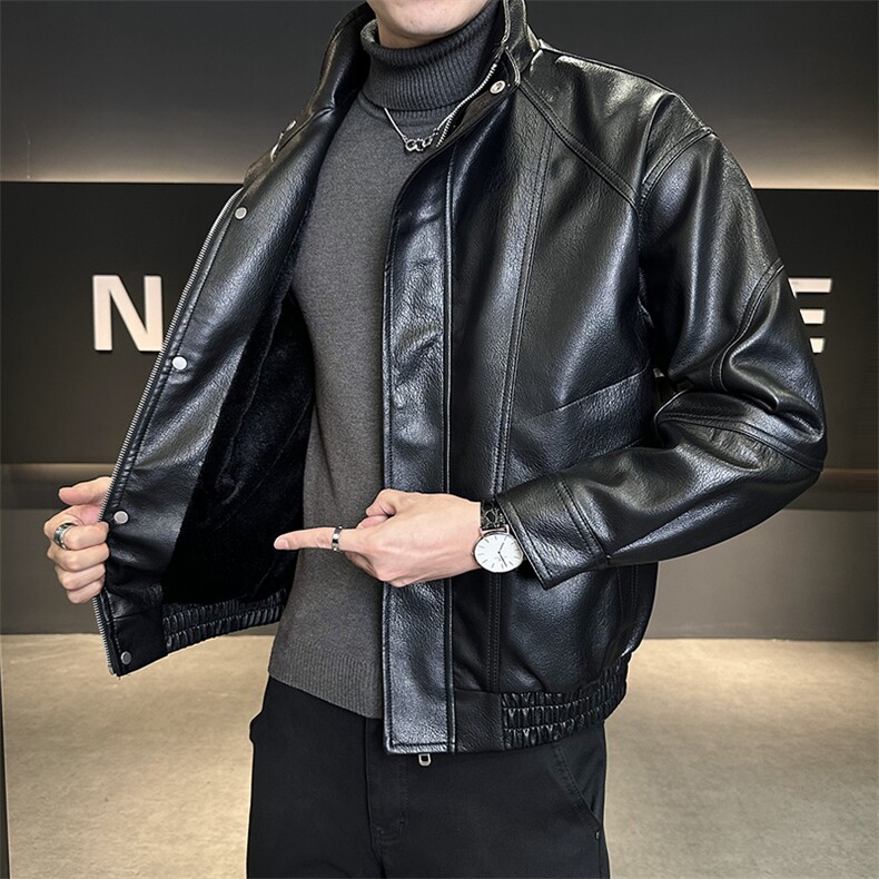 加绒皮衣外套男厚绒可过冬延续年底皮夹克C317-J6671-P155,男装夹克,电商C317