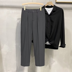 西装裤子男生春秋款百搭宽松直筒九分休闲裤HK99P40图片