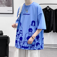 夏季港风短袖T恤2024新品圆领动漫印花半袖男女1633-P38控价58，男装T恤，电商A441-1