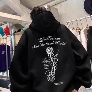 连帽卫衣男款秋季重磅潮牌套头上衣服美式高街痞帅宽松休闲外套潮图片