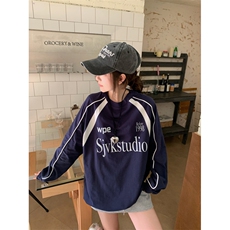 Q0106-P45男女情侣装卫衣早秋2024宽松印花外套韩版上衣，女装短外套，星座617A-2