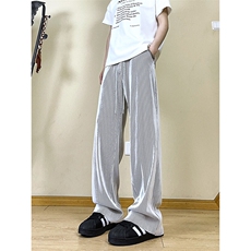 A178XK458新款夏季薄款男直筒长裤冰丝休闲宽松垂感阔腿卫裤，男装休闲裤，电商A178