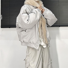 现货高品质美式高街冬季重磅硬挺短款座山雕毛领棉衣男女加厚外套，男装棉衣，电商A486-1