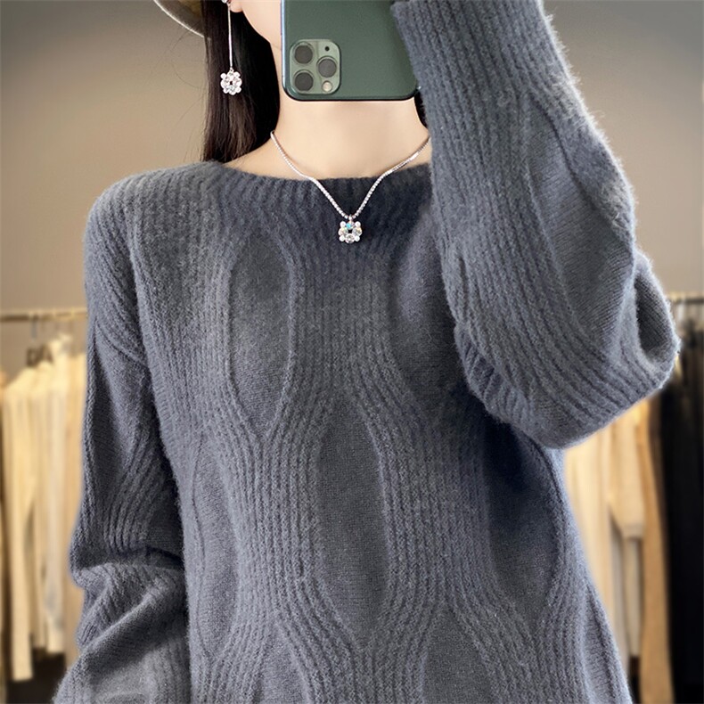 2024年秋季毛针织衫时尚气质百搭纯色简约羊毛衫，女装羊毛衫，德晨羊绒