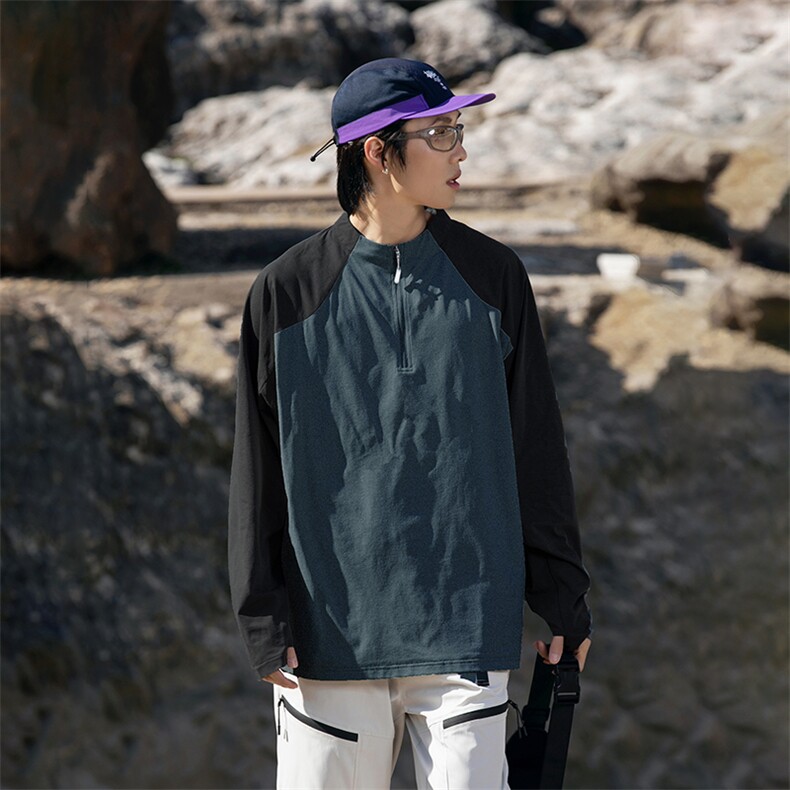 311B-1-YZ35002-P45控68时尚撞色拼接透气长袖T恤高品质二开,男装T恤,星座311B-1