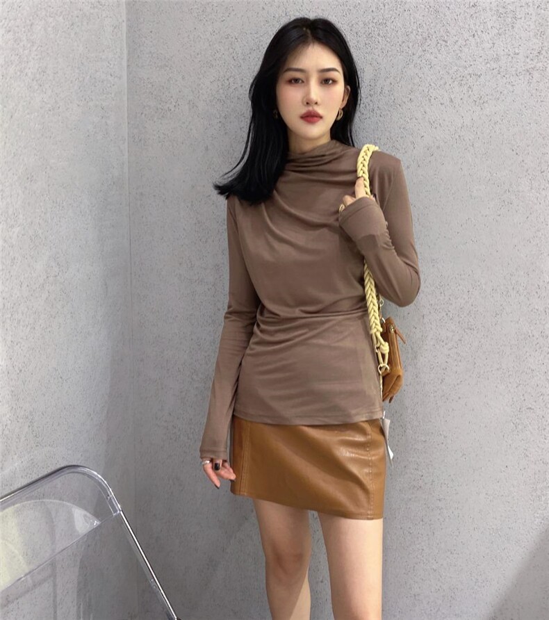 2021秋装新款褶皱打底衫，其它，蘑菇兄弟