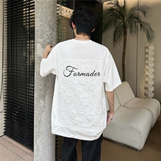 2025夏装小香风浮雕设计感短袖T恤美式潮牌字母tA025-DT23-P35，男装T恤，电商A025