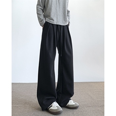 新款老钱风工字褶A字廓形弯刀卫裤XZ604-K133-特P35控68，男装休闲裤，星座604
