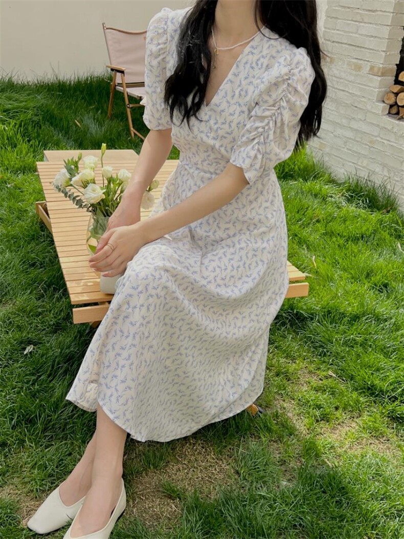 【现货】夏季新款雪纺碎花连衣裙显瘦百搭不挑人，女装连衣裙，奥瑾