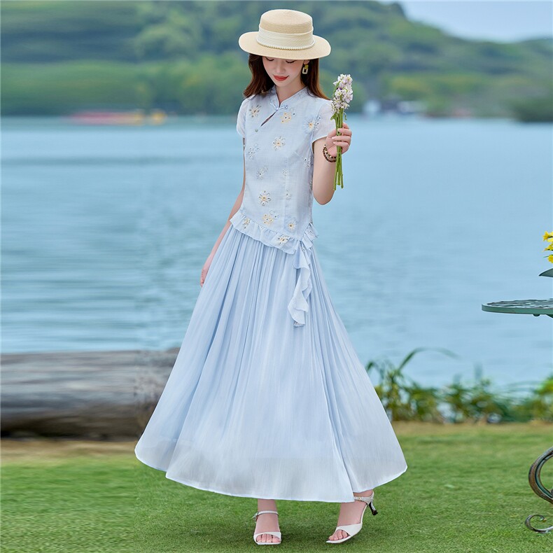 2026年夏季女高级感新中式刺绣花色套裙,女装套装/套裙,贝蕾酷儿
