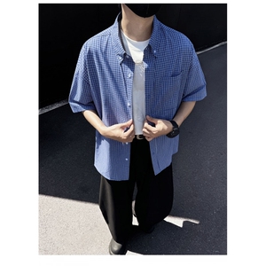 oversize短袖衬衫男女潮宽松ins风小众上衣C0014-P40图片