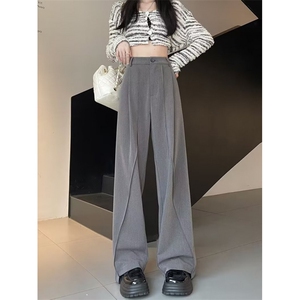 潮流时尚新款男女休闲直筒阔腿西裤青年运动百搭折皱裤P50图片