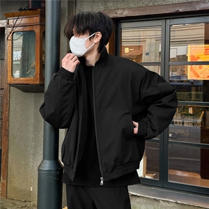 藏青色立领飞行员夹克男秋季美式短款棒球服cleanfit廓形工装外套图片
