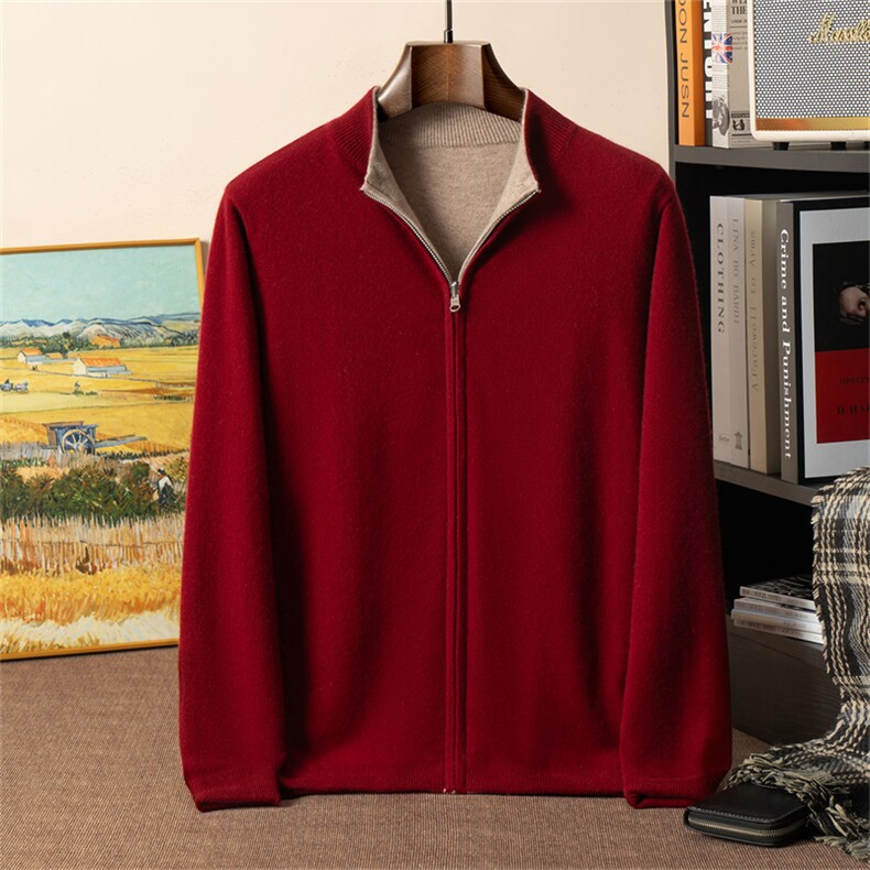 2025年秋季新款十二针双面重磅加厚双面双穿针织男士开衫时尚休闲，男装羊绒开衫，星纬羊绒