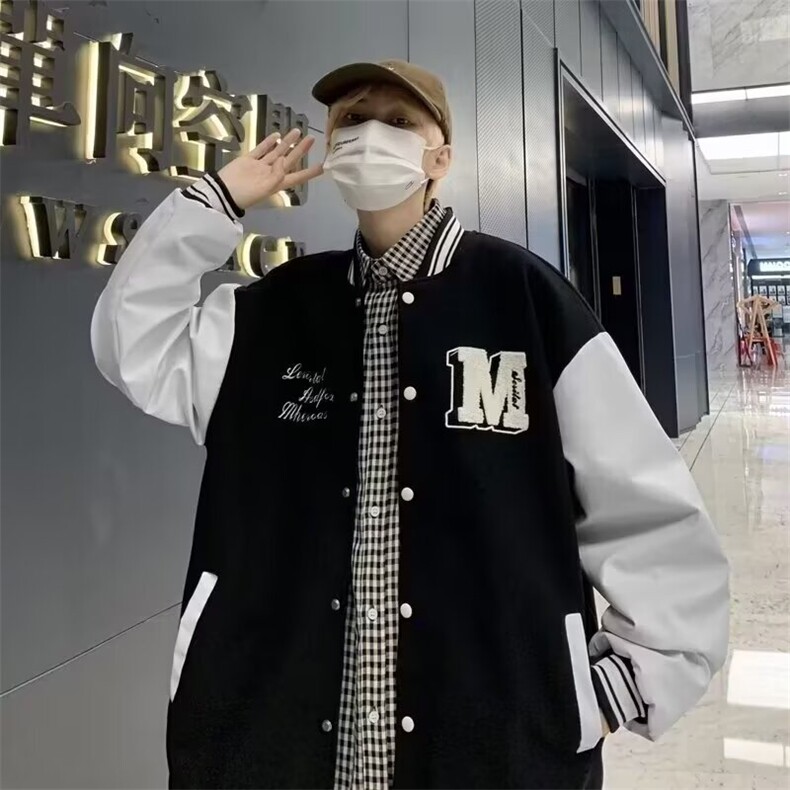 外套男春秋款高中初中生棒球服学院风宽松休闲拼色夹克 JK504图片