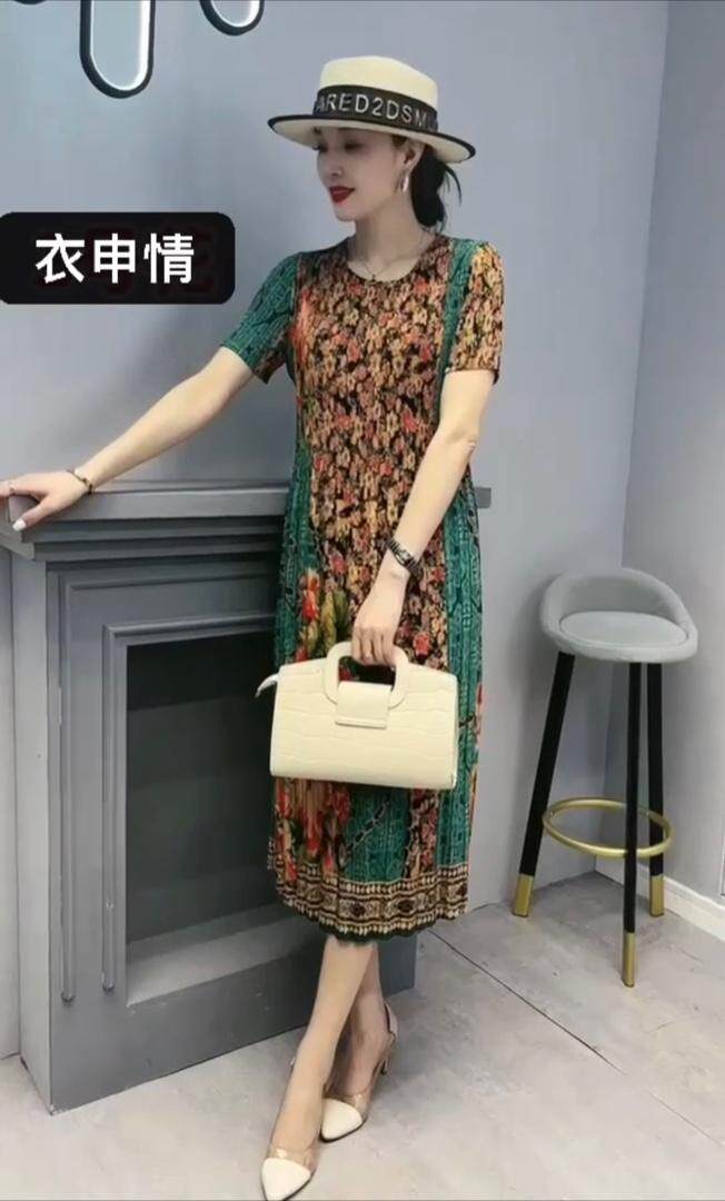 缎面三宅压褶魔术裙，跑量款，其它，理想花缘