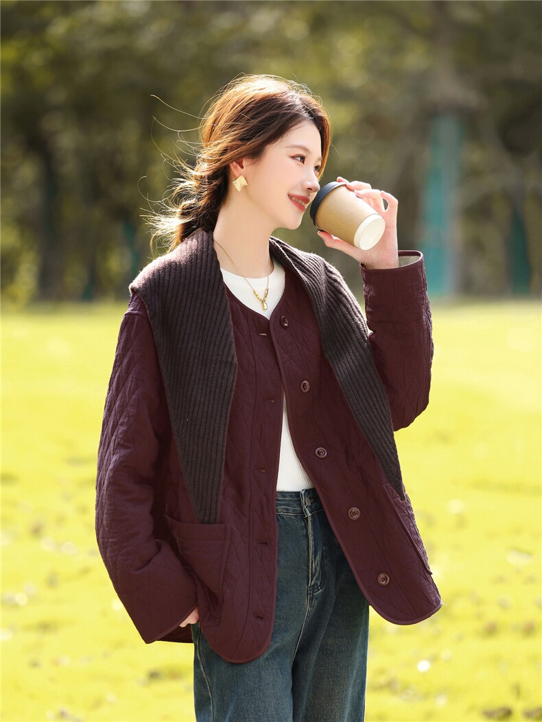夹棉棉服女保暖舒适休闲2025冬季时尚休闲外套棉衣,女装棉衣/棉服,鑫源服饰