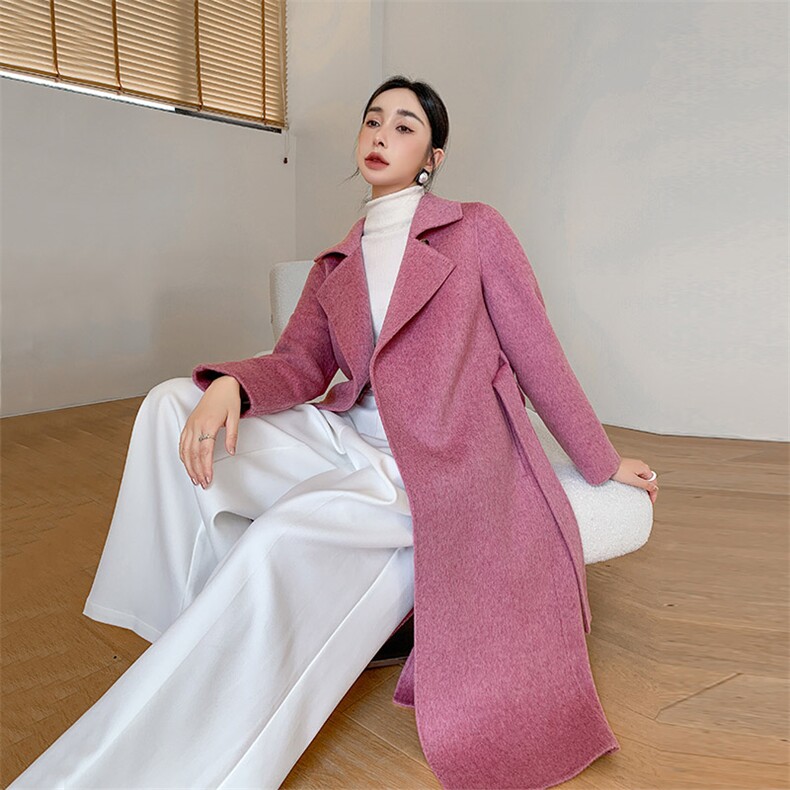 时尚百搭经典简约女装双面呢大衣优雅显瘦长款外套气质女神必备，女装双面呢大衣，乾庄羊绒