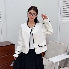 小香风法式短外套复古气质2025年春新款圆领高级感短上衣，女装短外套，2C229