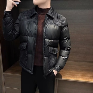 男士冬季翻领棉衣外套保暖欧货时尚拼接麦穗休闲棉夹克痞帅棉服男图片