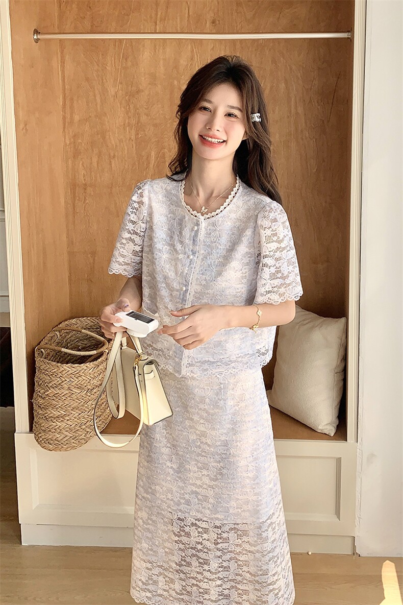 高级感精美小香风套装裙女2025夏季新款高腰显瘦半身裙上衣两件套,女装套装/套裙,浪娴服饰