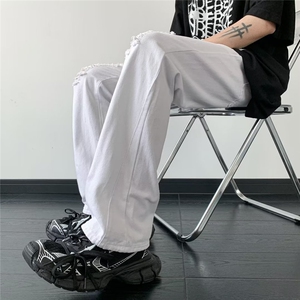 美式高街破洞牛仔裤男韩版潮流个性2023秋夏ins宽松长裤RK655-P42图片