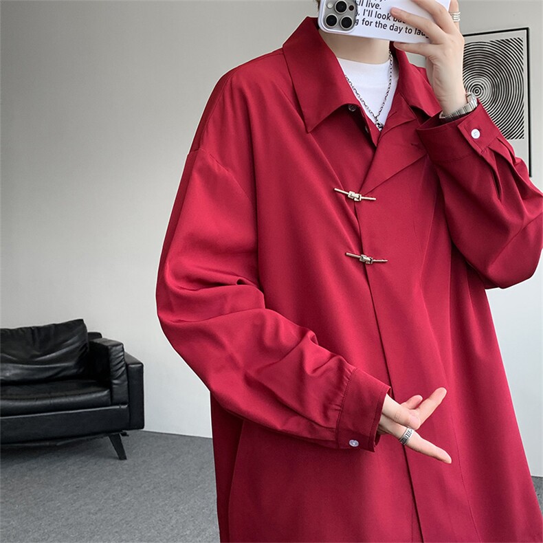 CS1153-特P40控78秋季新款垂感佳新中式衬衫宽松衬衣大码男,男装衬衫,电商A059