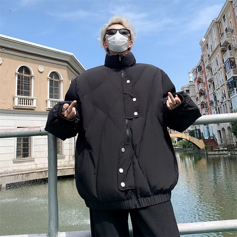美式高街立领棉衣男冬季新款设计感宽松保暖工装棉服YM112-P100,男装棉衣,星座1109-3