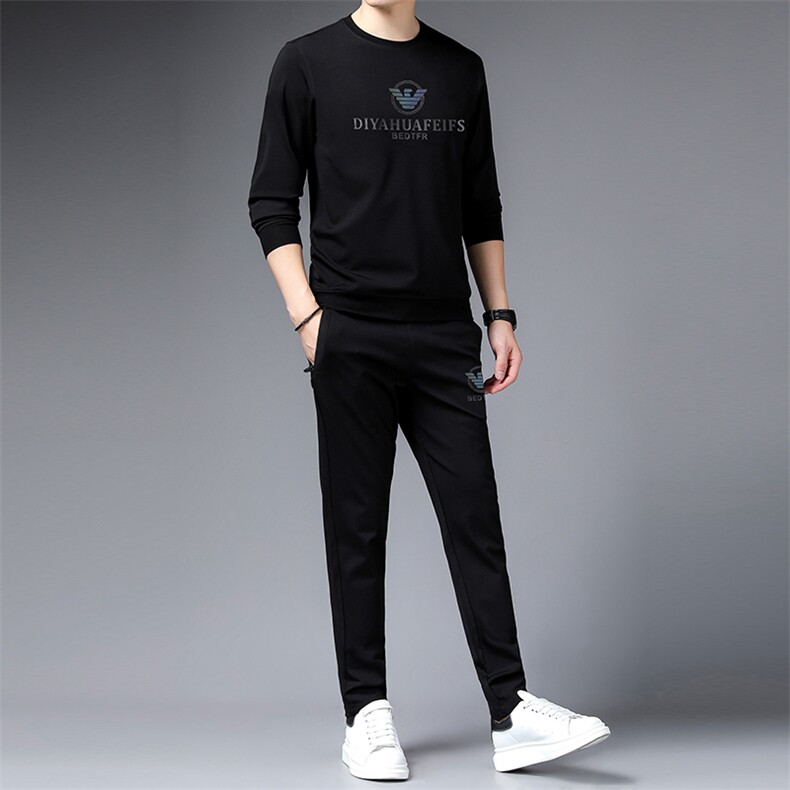 SA9608-2钱塘2020-2冬季厚款时尚休闲套装圆领中青年男士卫衣P137,男装休闲套装,钱塘207-2