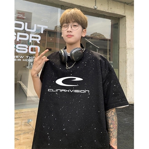 可48小时发货支持抖音得物来样二开 美式满天星亮片短袖T恤MTX651图片