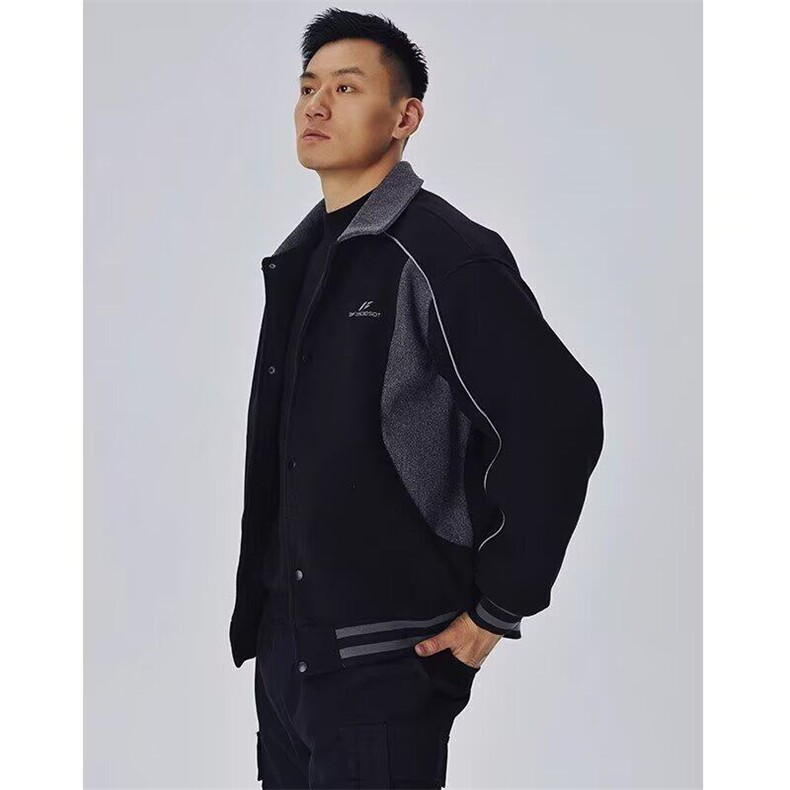 W9558-P65网图现货美式高街撞色拼接毛呢棒球服夹克外套,男装夹克,星座1608-2