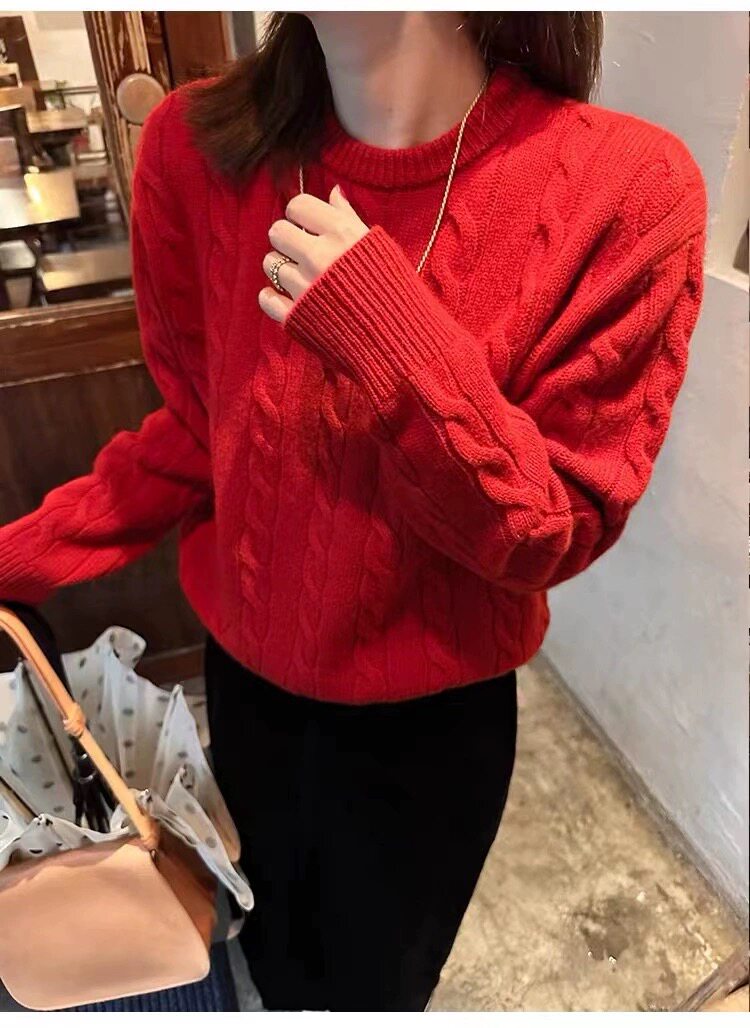 羊毛衫女秋冬内搭针织衫圆领纯色长袖短款打底毛衣,女装羊毛衫,思途羊绒