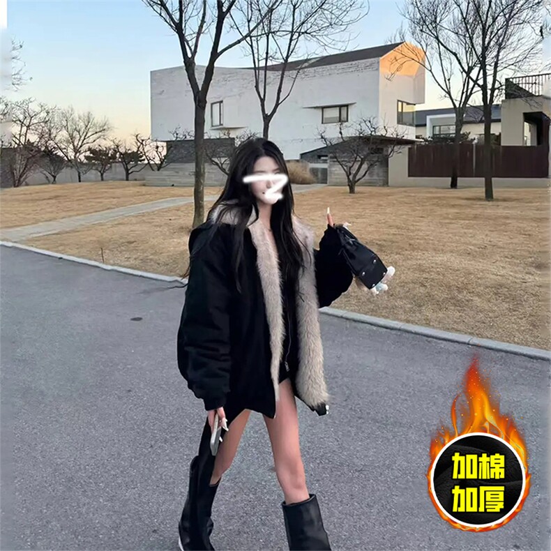 两面穿现货重磅短款座山雕棉衣男女双面穿毛毛绒棉服加厚外套,男装棉衣,电商A443