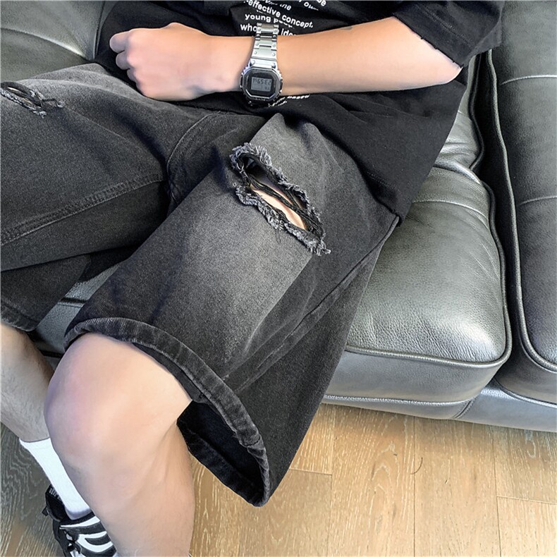 夏季新款男士美式高街牛仔裤宽松直筒牛仔中裤五分裤DK0710-P38,男装牛仔裤,星座308B-1