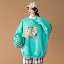 中性港风秋季新款潮流印花圆领卫衣宽松外套/WY86P38,女装短外套,电商D325