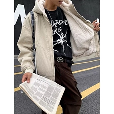 美式连帽加绒加厚外套男女宽松夹克开衫J3553，男装夹克，星座1116A-1（原606A）