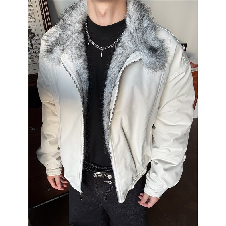 现货足 狼王座山雕毛领棉服外套男秋冬加绒加厚棉衣M8221/P110图片