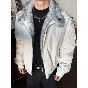 现货足 狼王座山雕毛领棉服外套男秋冬加绒加厚棉衣M8221/P110图片