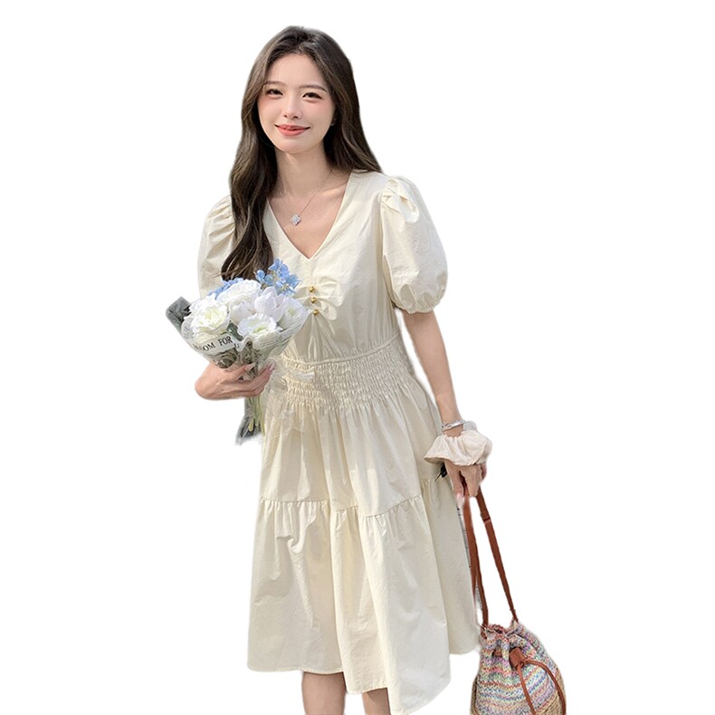 2024夏季新款高档棉布连衣裙时尚显瘦气质长裙优雅百搭女装,女装连衣裙,鑫慧