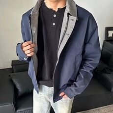 复古格纹拼接假两件棉服外套男女春秋冬季加厚保暖棒球服夹克翻领，男装夹克，星座506A