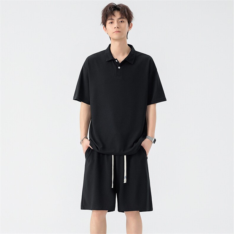 黑色polo衫t恤女高级感夏季痞帅职场成熟轻熟风女装修身正肩短袖,男装休闲套装,星座209