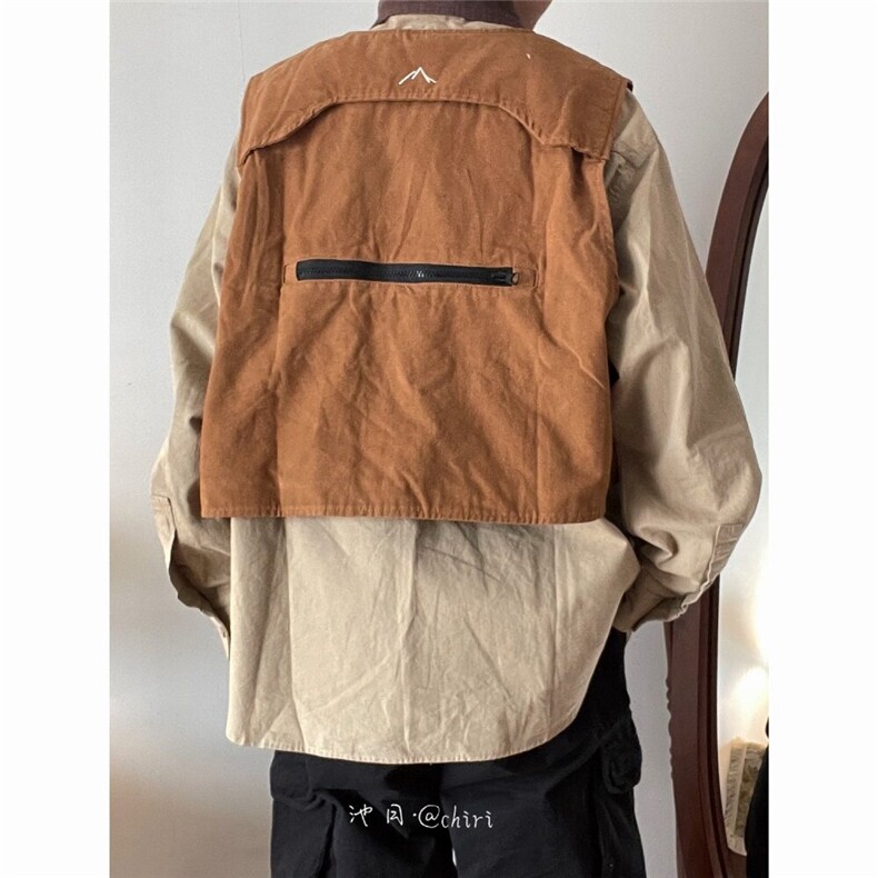 CP1184-P54短款百搭v领大口袋工装马甲男女cityboy马甲上衣,男装工装外套,电商B323A
