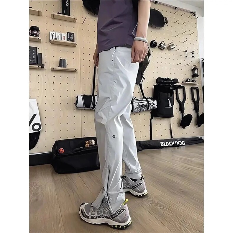 拉链开叉冰感裤子男款夏季透气速干冲锋裤直筒工装裤XZK614,男装工装外套,星座208-5