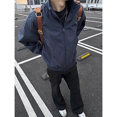 现货26春装美拉德立领飞行夹克纯色复古廓形高街棒球服外套，男装夹克，电商A486-1