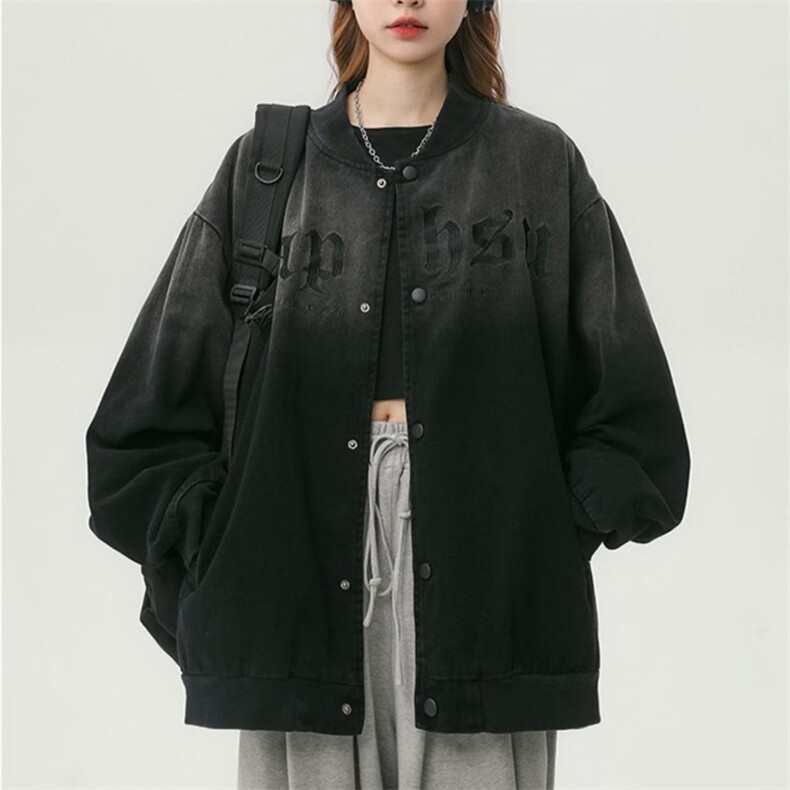 J3315-P67vintage美式棒球服外套男款潮牌春秋复古刺绣渐变,女装短外套,电商B323A