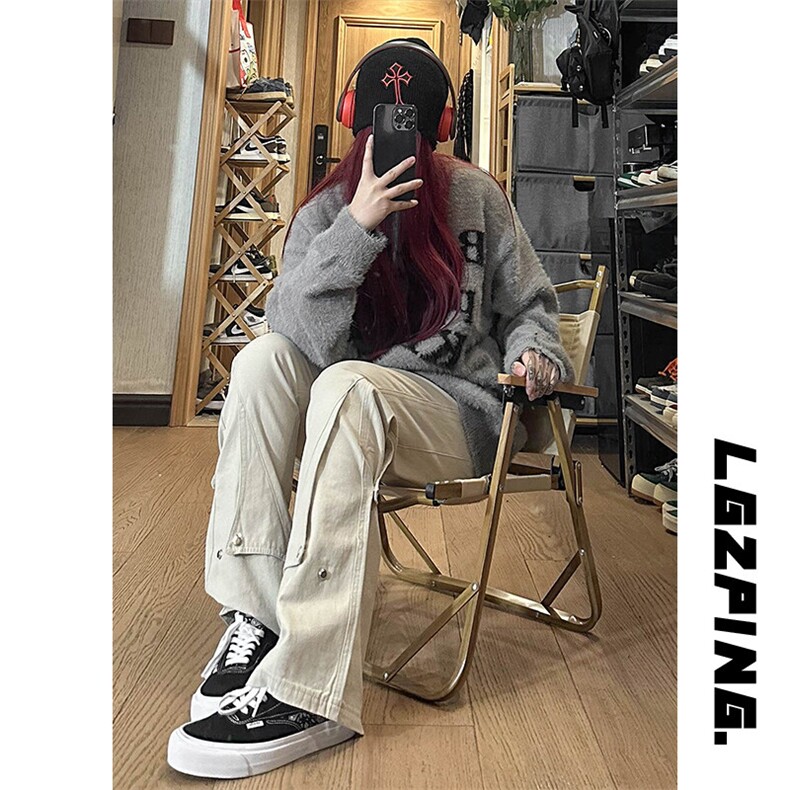 2026春季新款女模自拍大码潮微喇工装裤M-5XHK23092-特P50，男装工装外套，电商A022