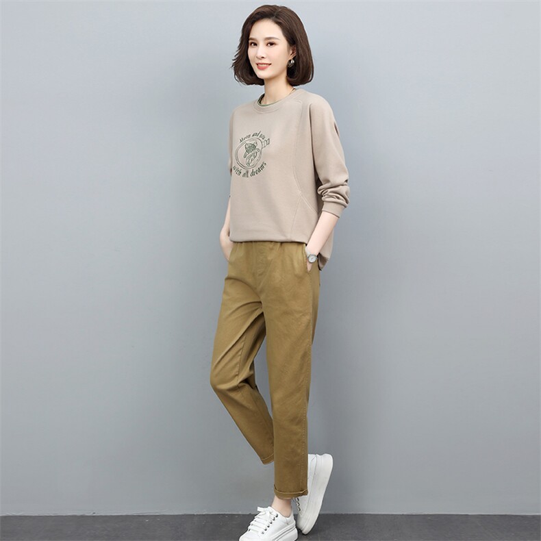 2022年春秋季新款套装女休闲气质百搭韩版时尚卫衣两件套装裤子棉,女装套装/套裙,忆绮罗