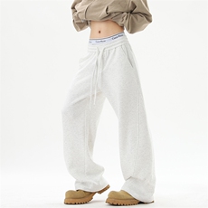 美式斜切弯刀卫裤直筒垂感阔腿裤运动休闲裤K8670-特P23无差价，男装休闲裤，电商A007