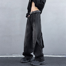 2024新款设计感工装牛仔裤男欧美hiphop阔腿休闲长裤K7570-P56，男装牛仔裤，星座512-3